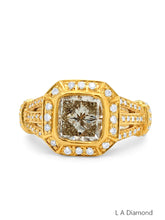 14K Yellow Gold Diamond Round and Princess Cut Engagement Ring (1.20 ct)